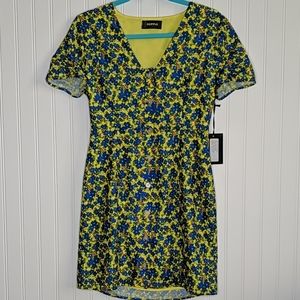 4SI3NNA Yellow Floral Edith Dress Size M